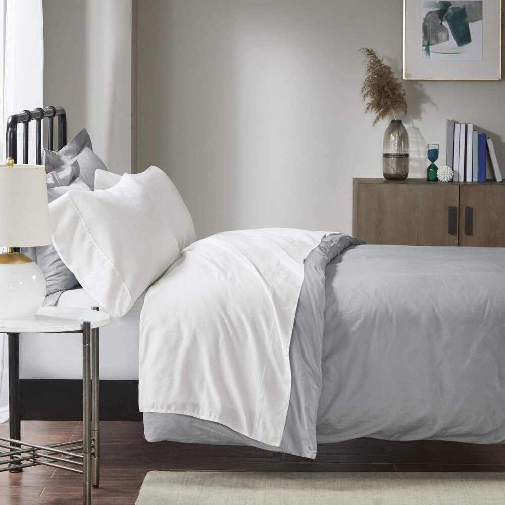 Madison Park 1500 Thread Count 4-Piece Bed Sheet Set 0008656989741 White Queen - Picture 6 of 8